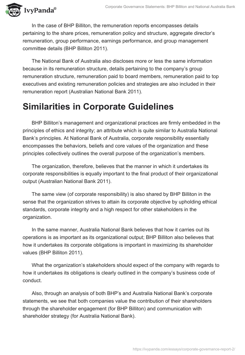Corporate Governance Statements: BHP Billiton and National Australia Bank. Page 3
