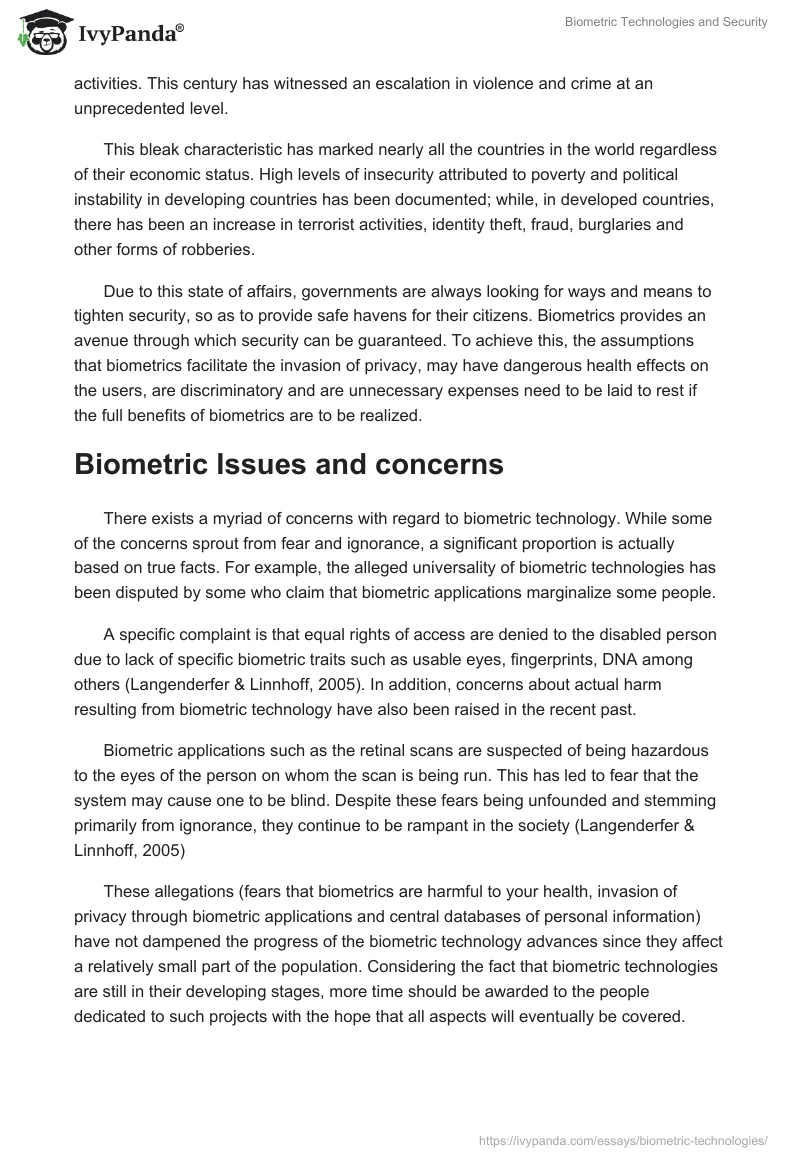 Biometric Technologies and Security. Page 2