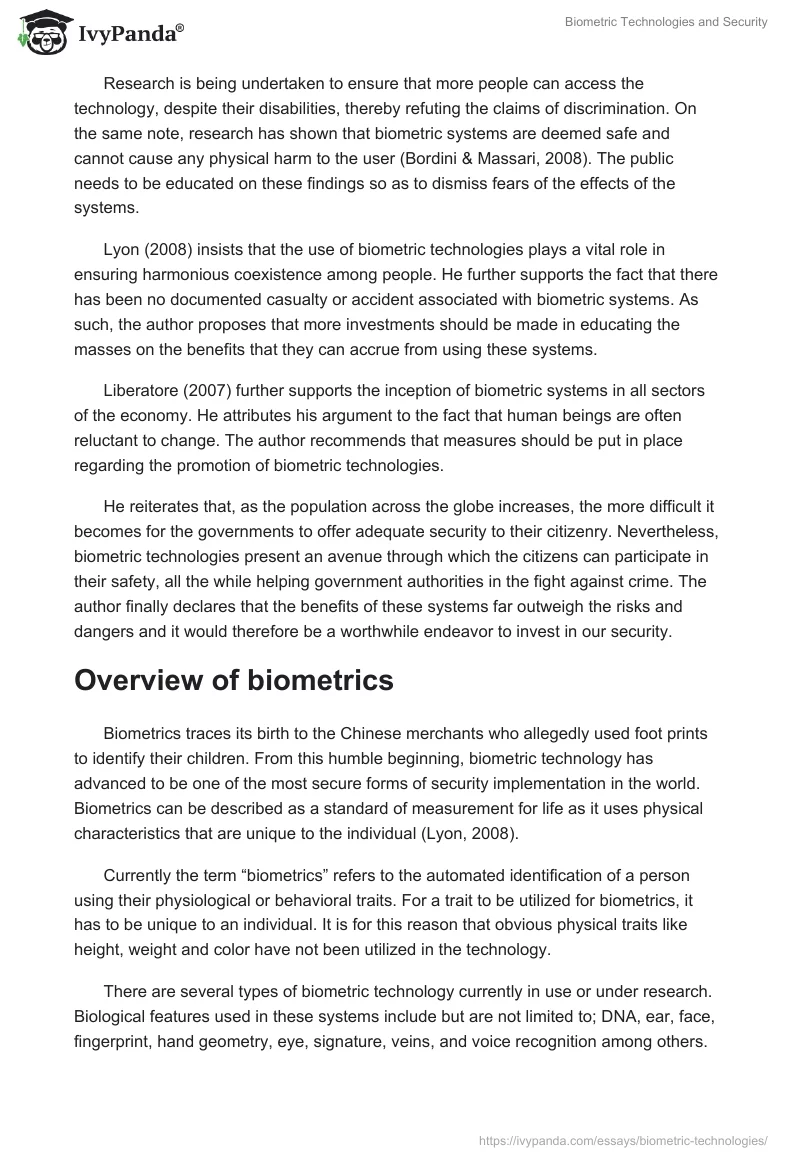 Biometric Technologies and Security. Page 3
