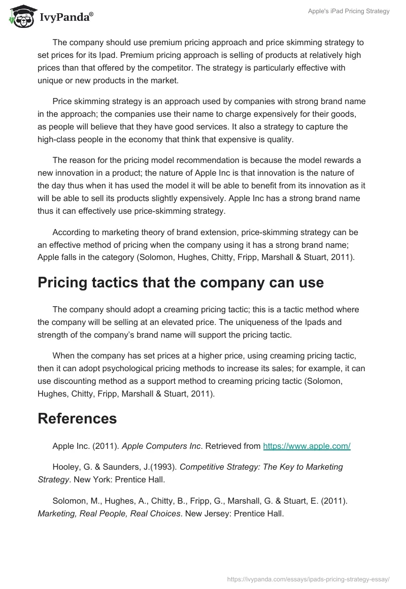 Apple's iPad Pricing Strategy. Page 2