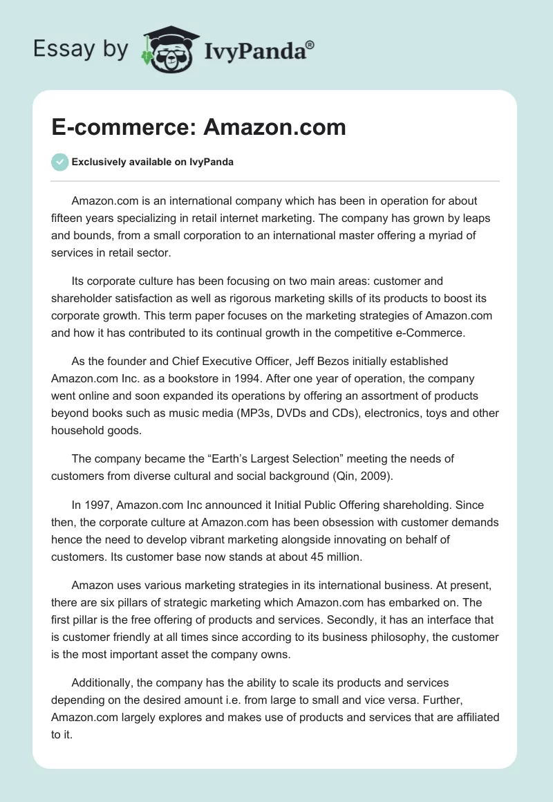 E-Commerce: Amazon.com. Page 1