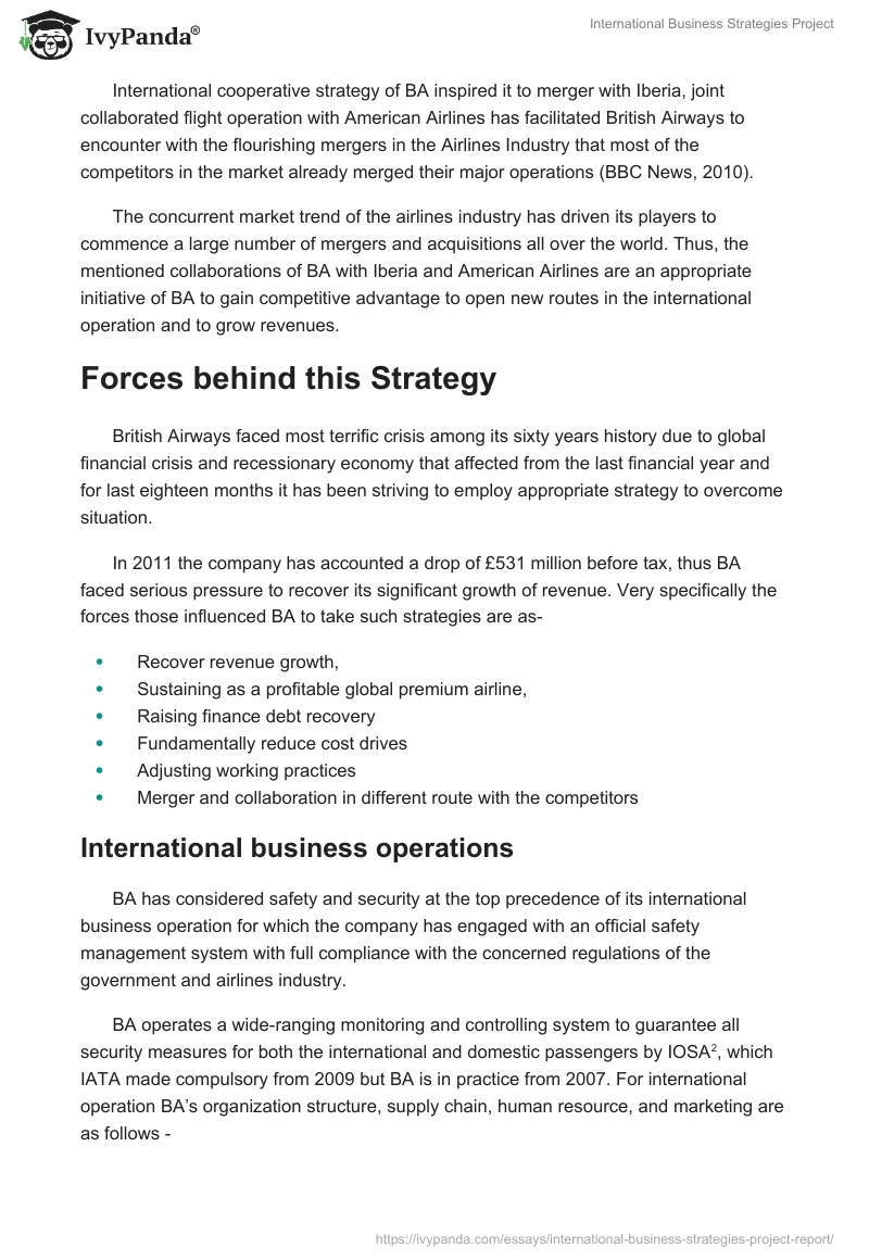 International Business Strategies Project. Page 3