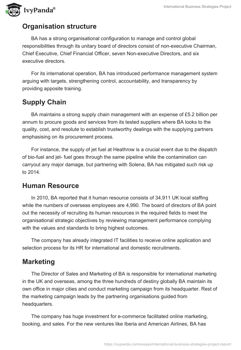 Executive Summary - INTERNATIONAL BUSINESS STRATEGY OF LOUIS