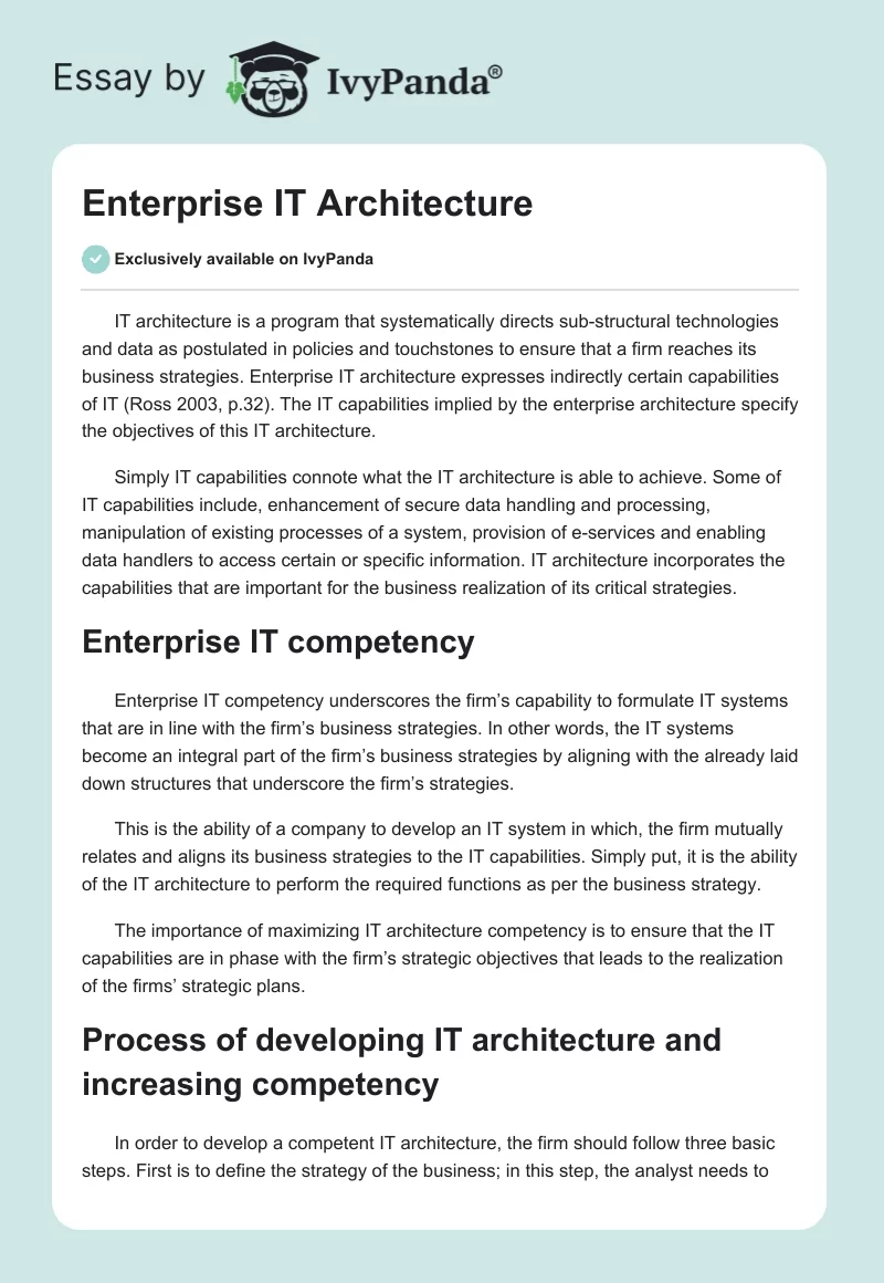 Enterprise IT Architecture. Page 1