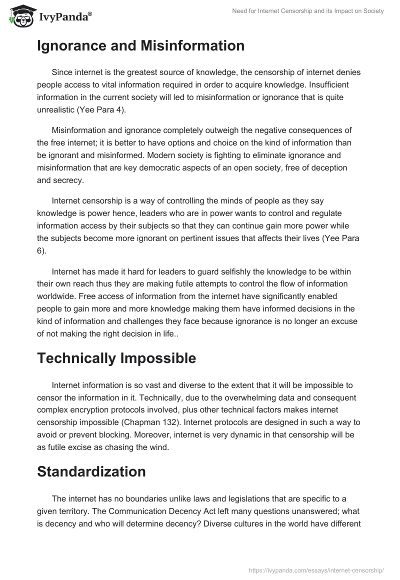 Need for Internet Censorship and its Impact on Society. Page 2