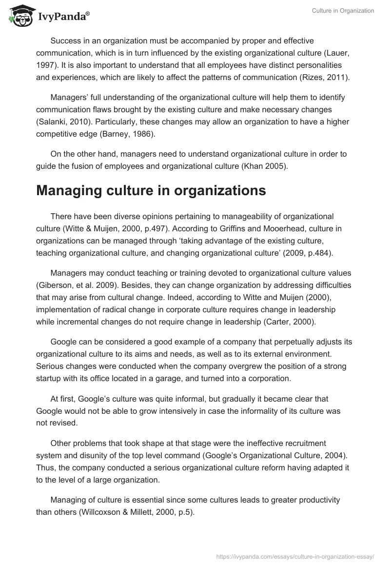 Culture in Organization. Page 5