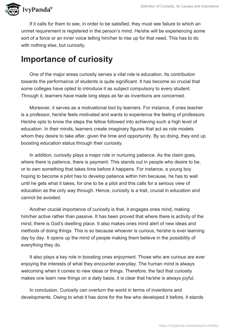 Definition of Curiosity, Its Causes and Importance. Page 2
