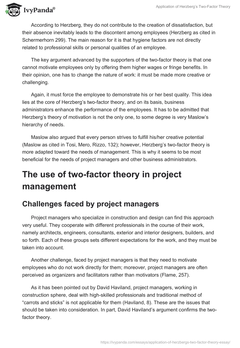 Application of Herzberg’s Two-Factor Theory. Page 2