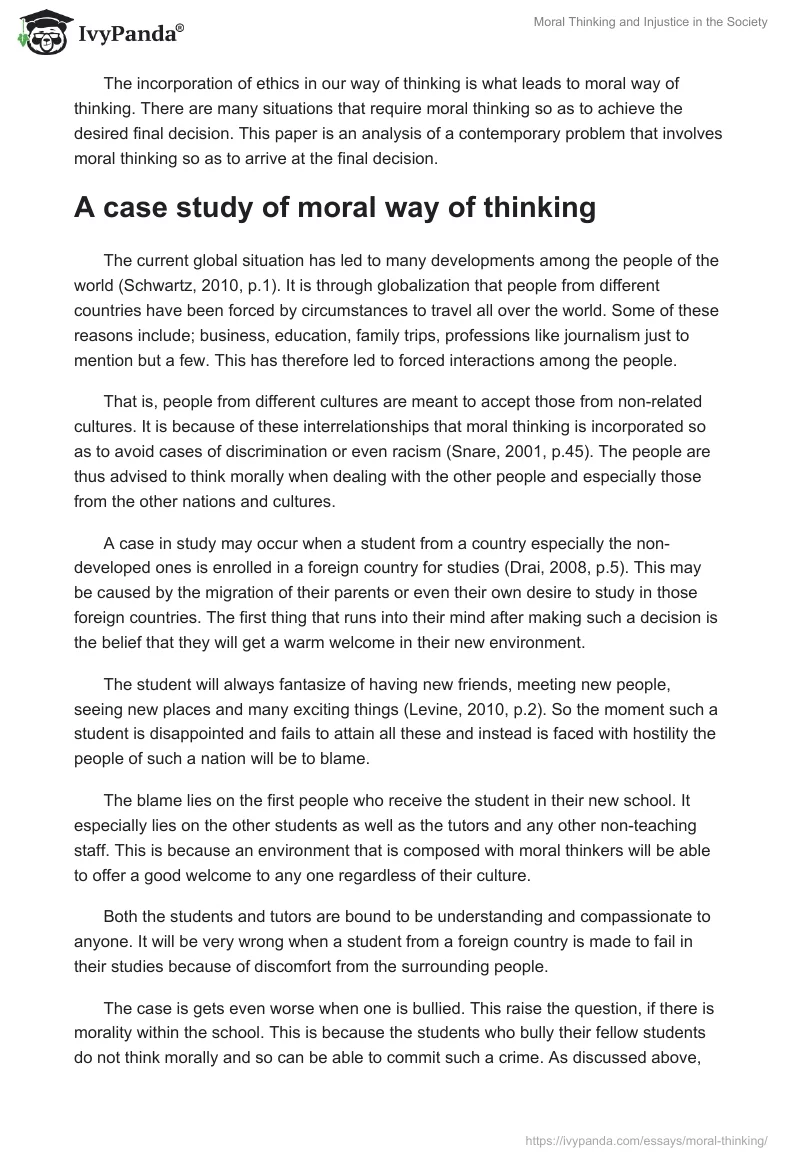 Moral Thinking and Injustice in the Society. Page 2