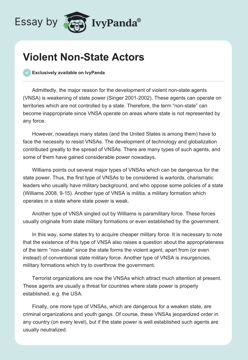 Violent Non-State Actors. Page 1
