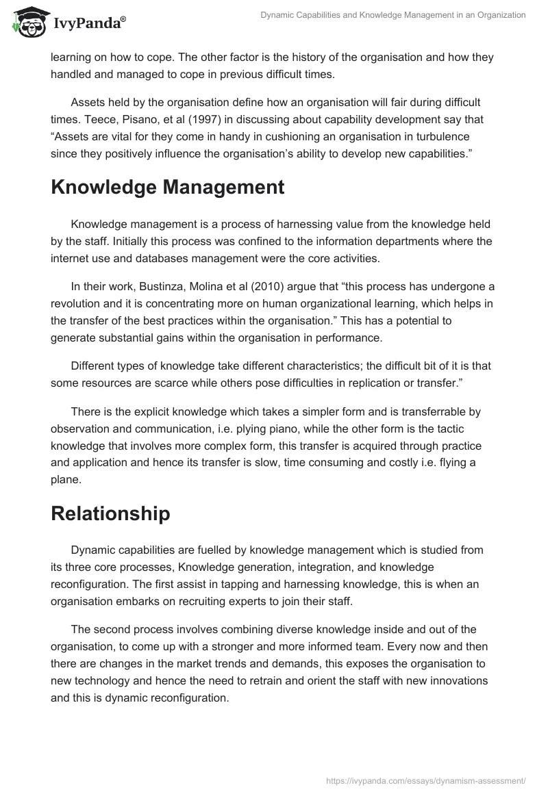 Dynamic Capabilities and Knowledge Management in an Organization. Page 2