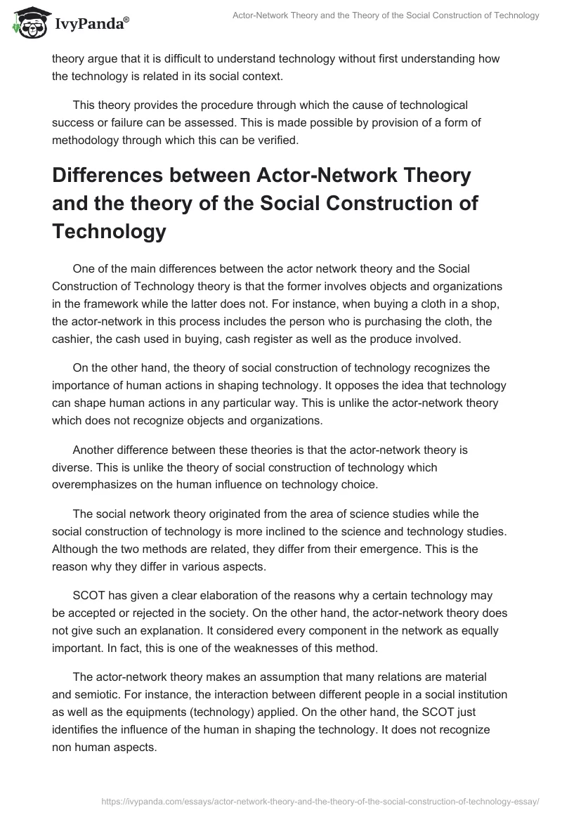 Actor-Network Theory and the Theory of the Social Construction of Technology. Page 2