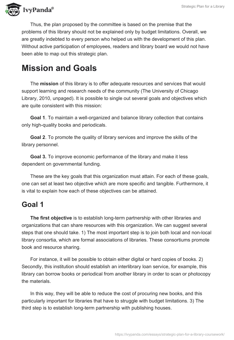 Strategic Plan for a Library. Page 3