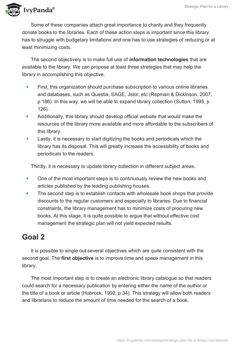 Strategic Plan for a Library. Page 4