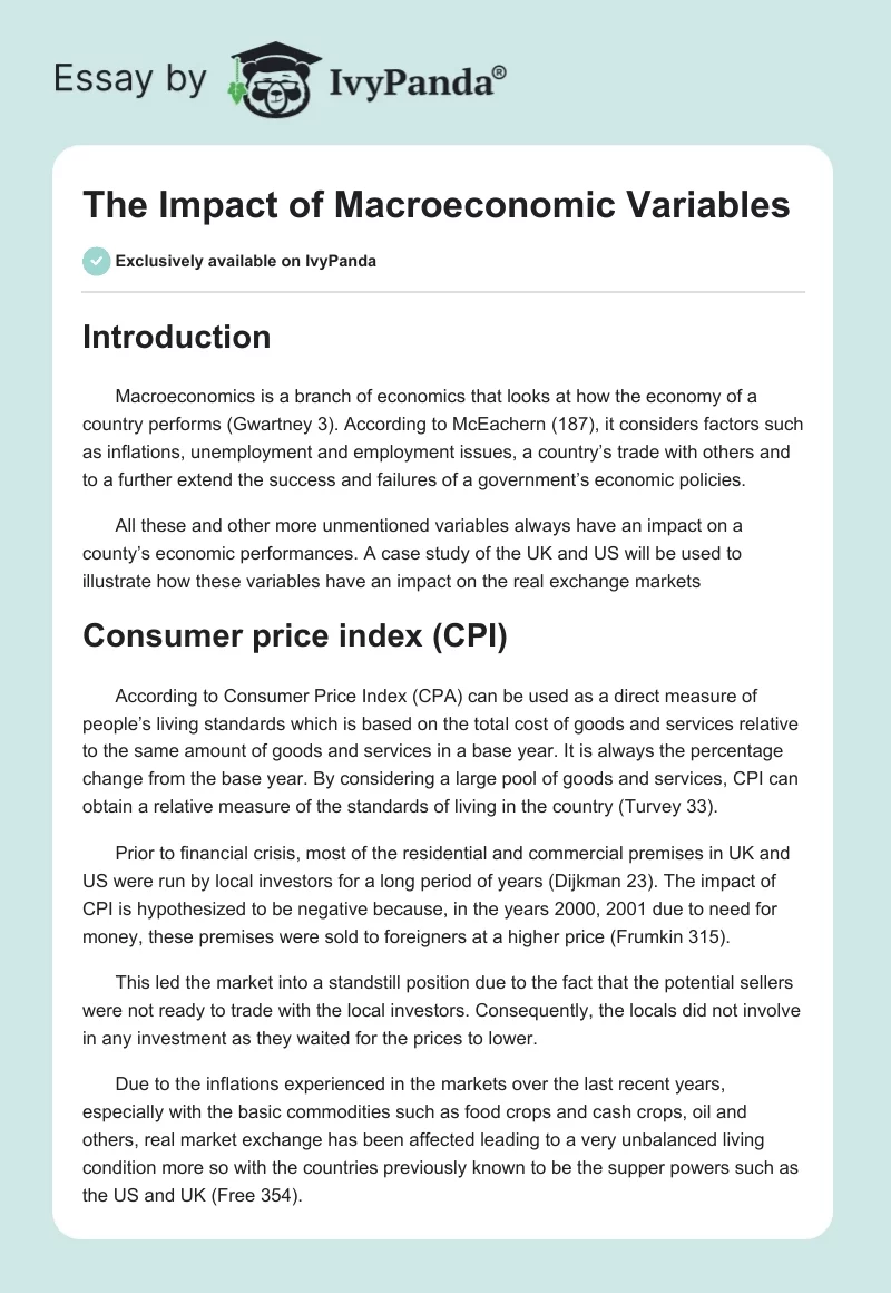 The Impact of Macroeconomic Variables. Page 1