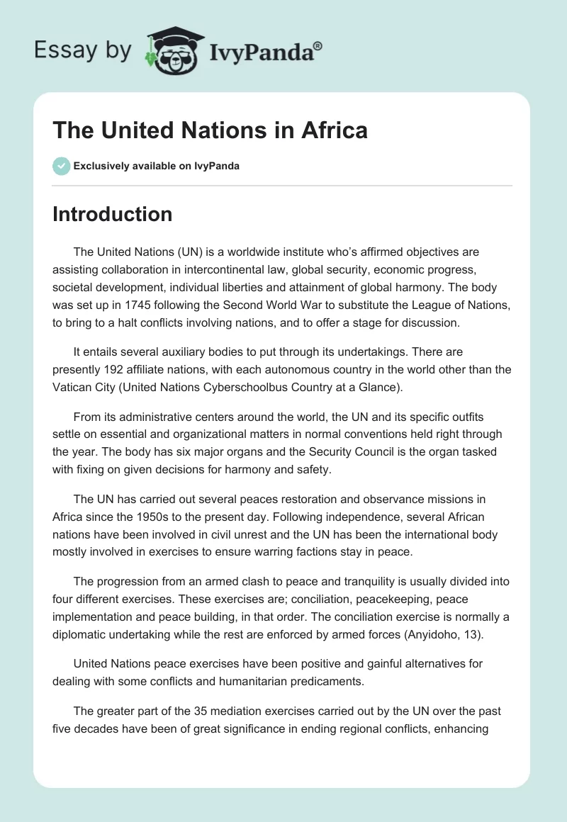 The United Nations in Africa. Page 1