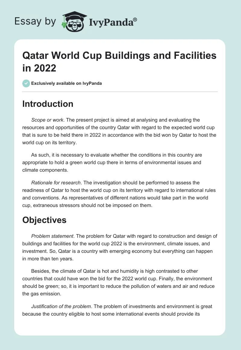 Qatar World Cup Buildings and Facilities in 2022. Page 1