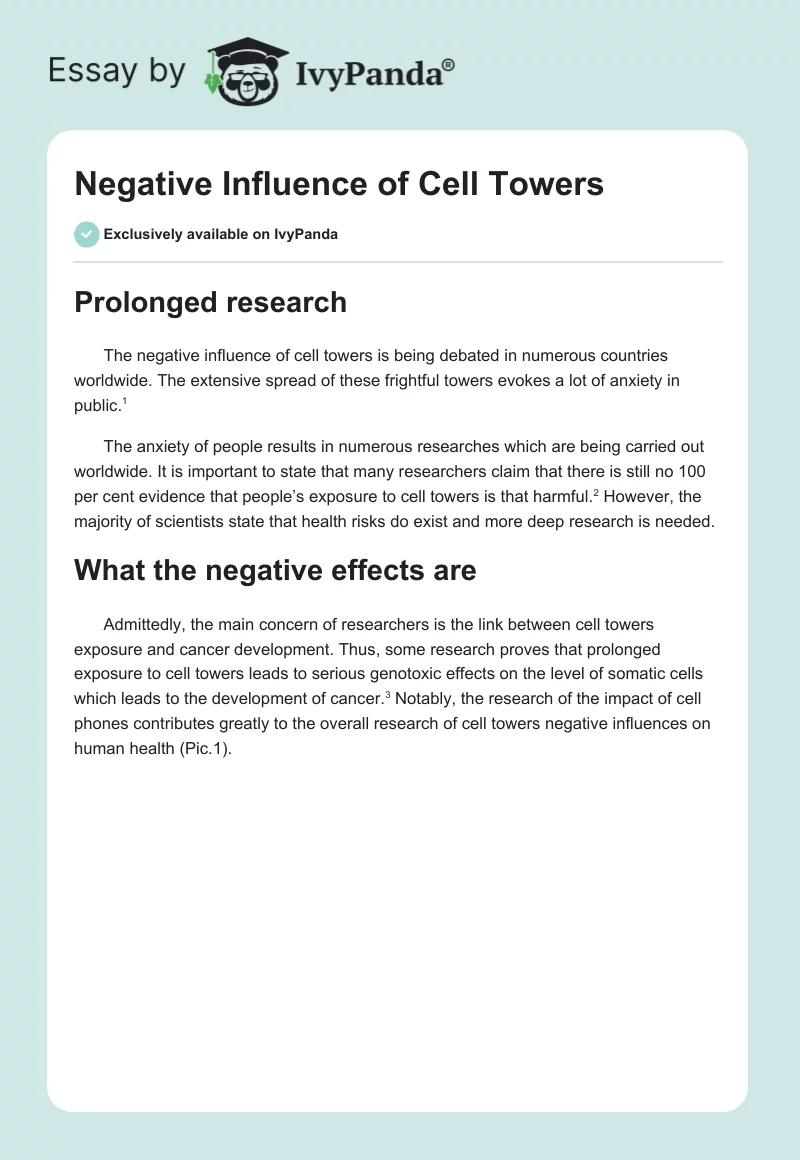 Negative Influence of Cell Towers. Page 1