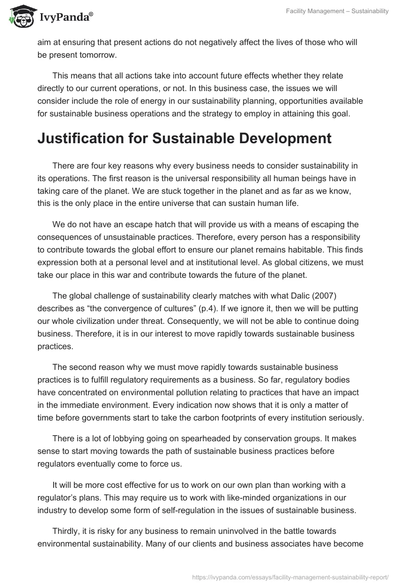 Facility Management – Sustainability. Page 2