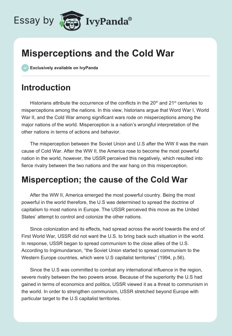 Misperceptions and the Cold War. Page 1