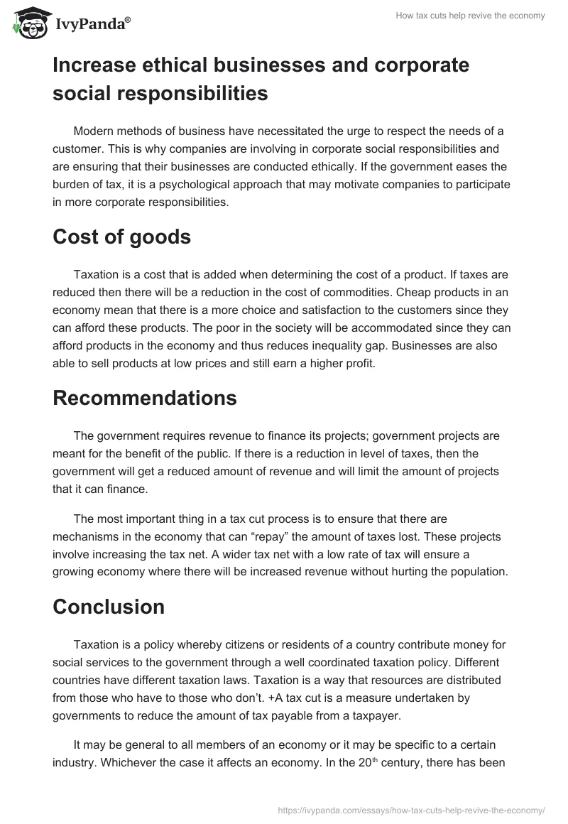 How tax cuts help revive the economy. Page 5