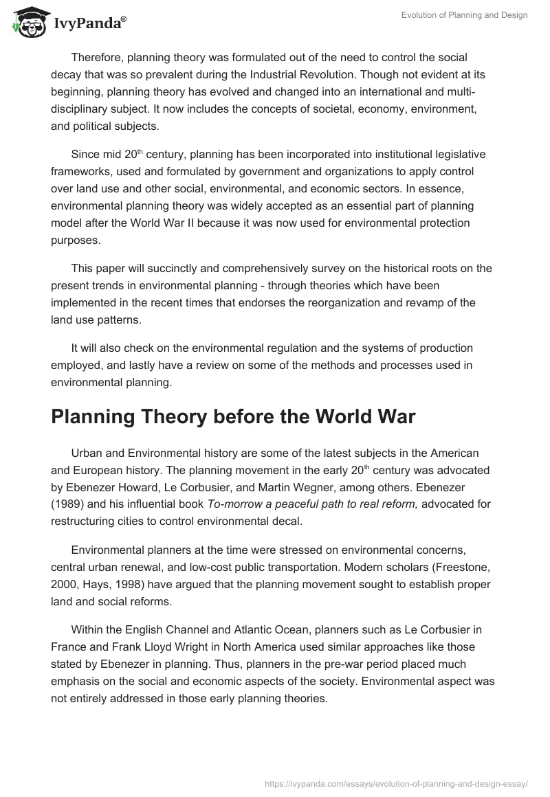 Evolution of Planning and Design. Page 2