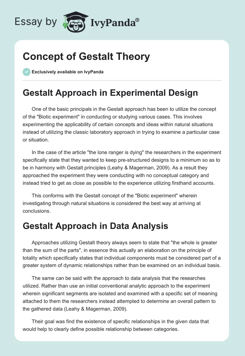 Concept of Gestalt Theory. Page 1
