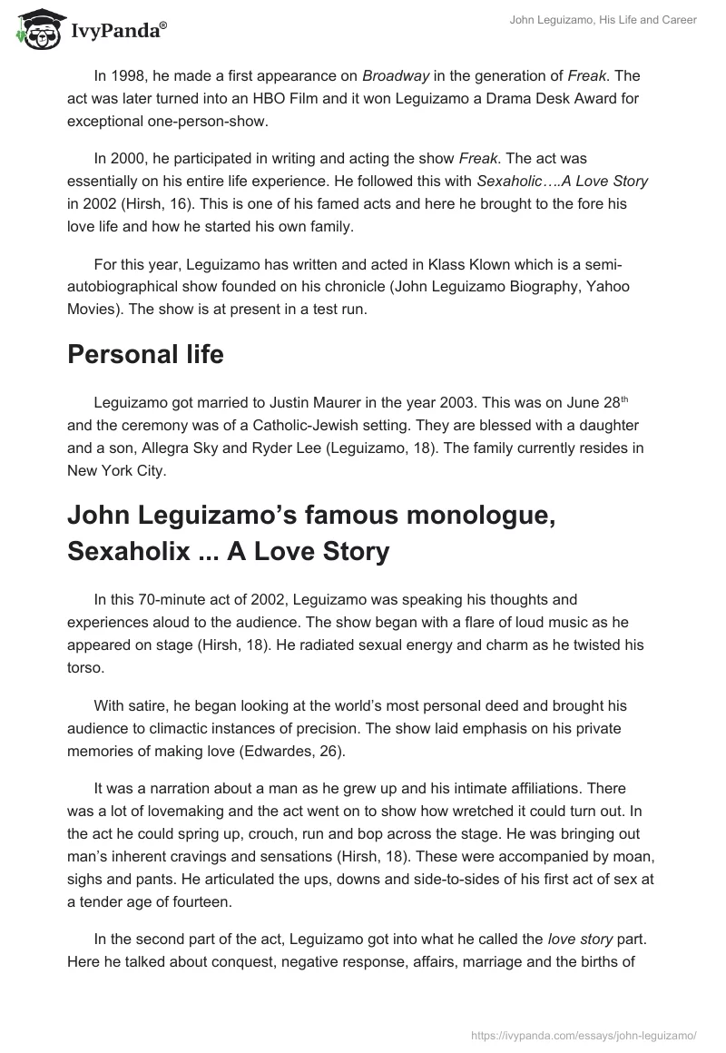 John Leguizamo, His Life and Career. Page 4