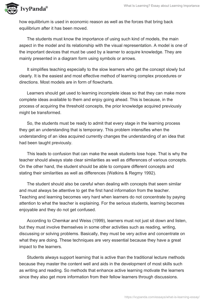 What Is Learning? Essay about Learning Importance. Page 3