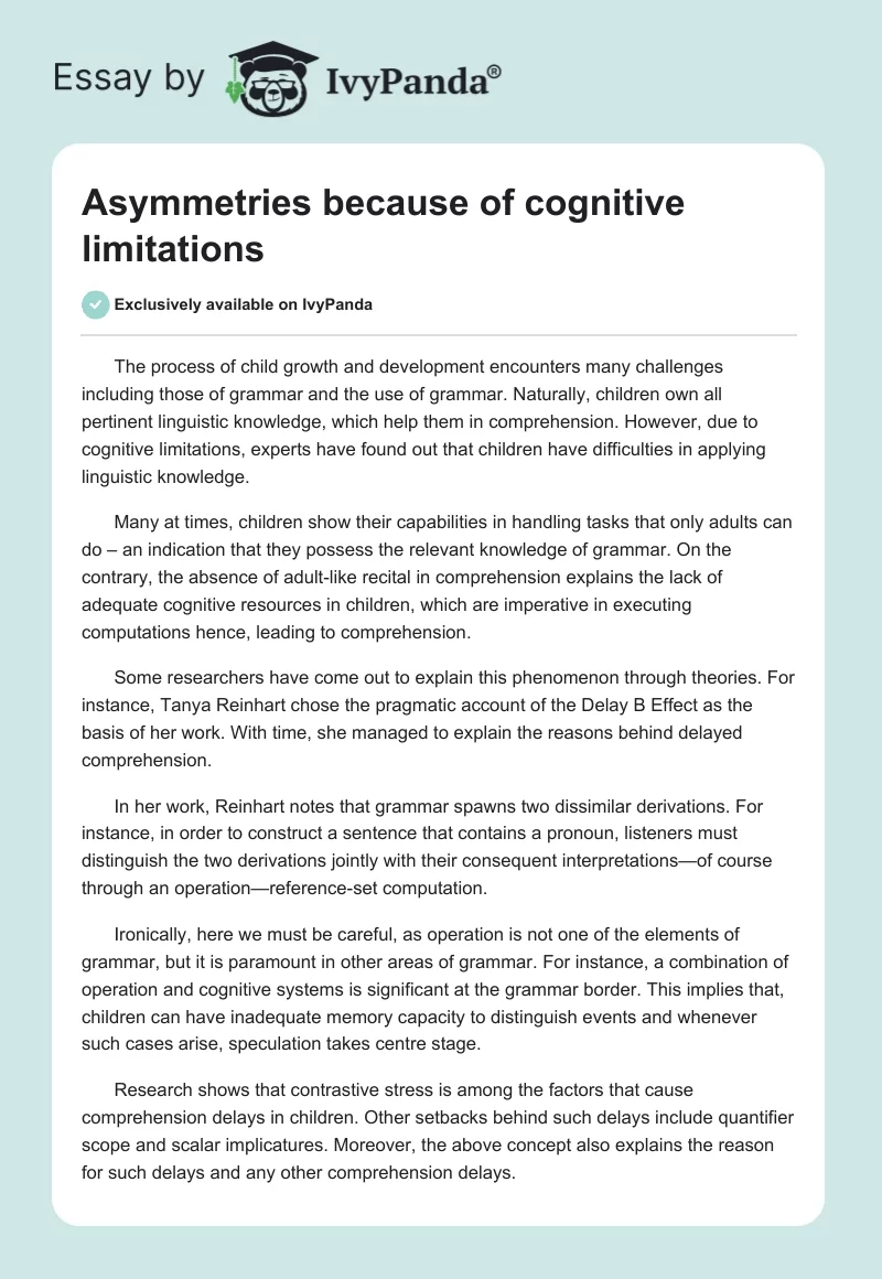 Asymmetries because of cognitive limitations. Page 1