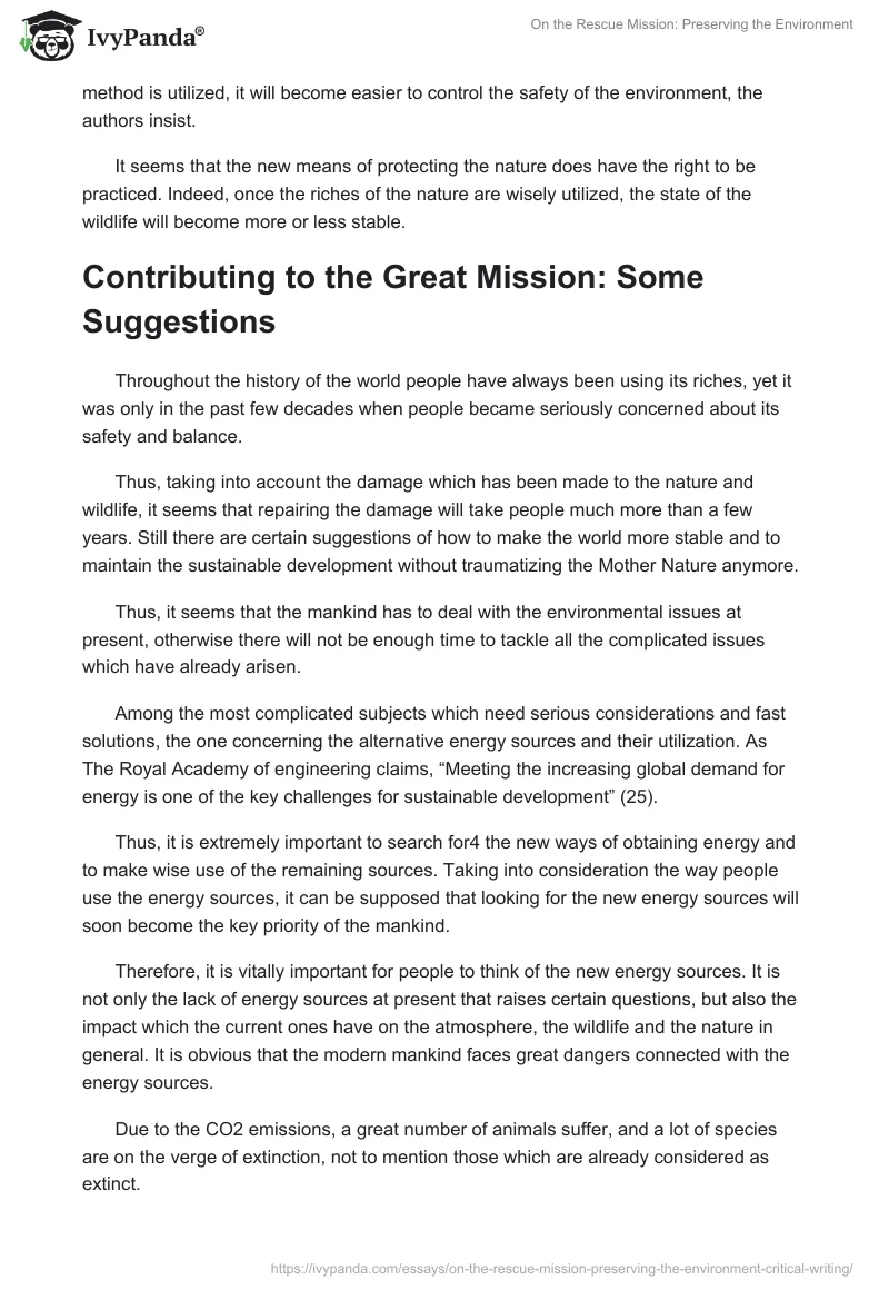 On the Rescue Mission: Preserving the Environment. Page 4