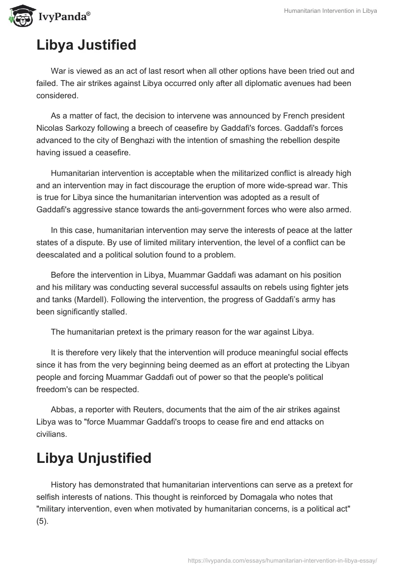 Humanitarian Intervention in Libya. Page 2