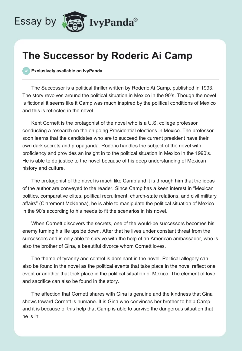 The Successor by Roderic Ai Camp. Page 1