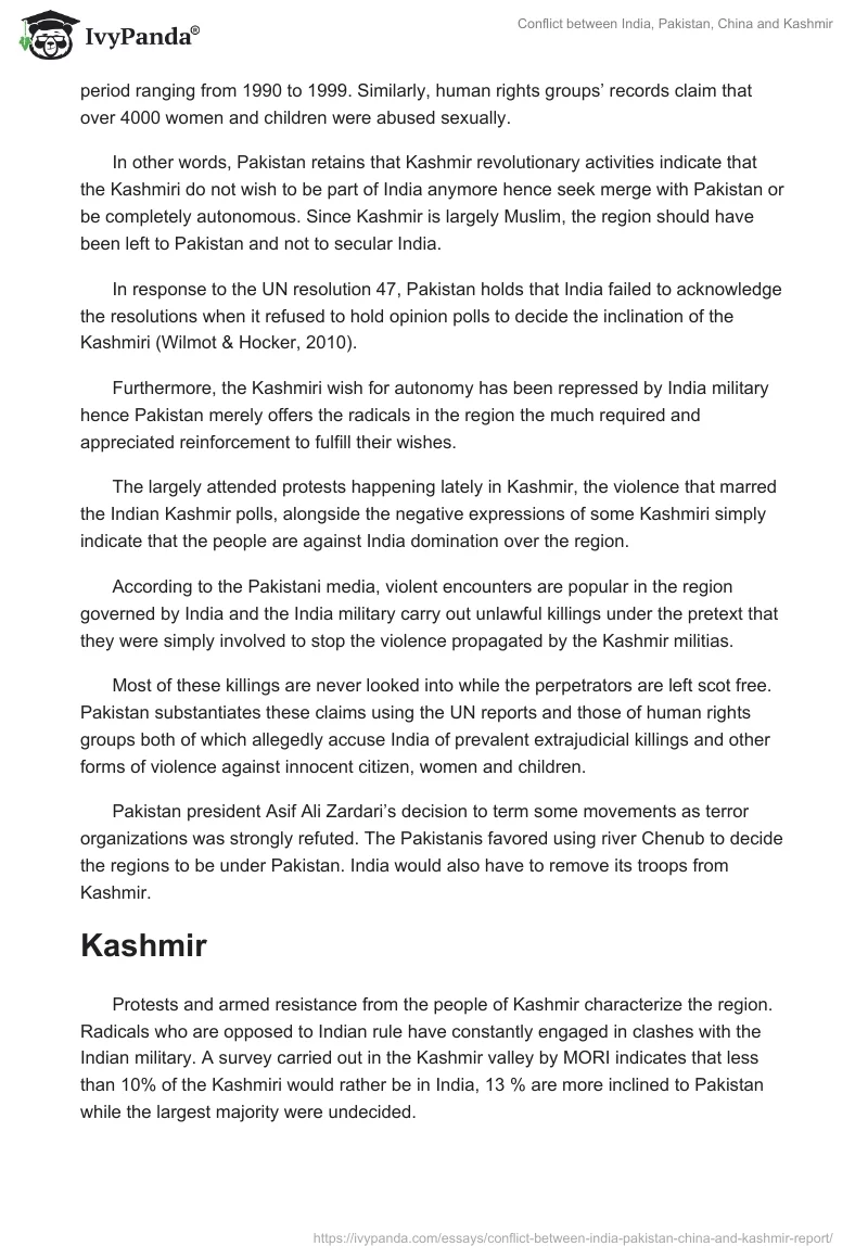 Conflict between India, Pakistan, China and Kashmir. Page 4