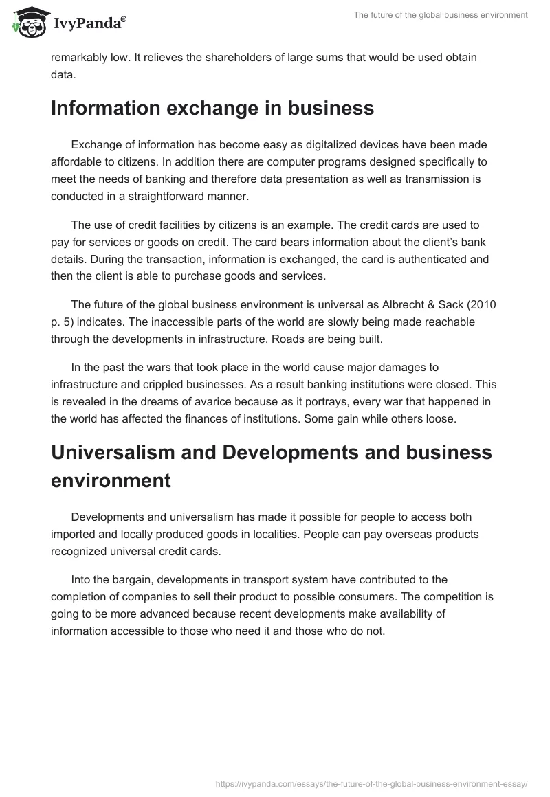 The Future of the Global Business Environment. Page 2