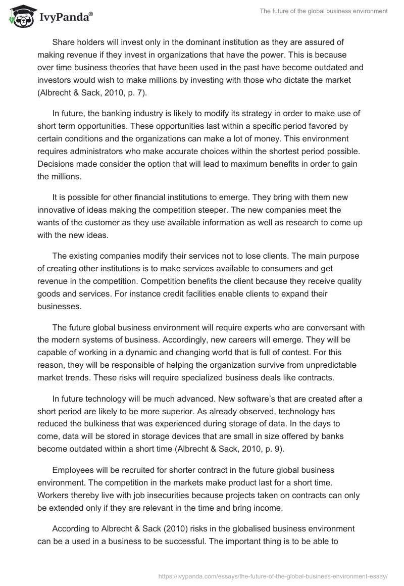 The Future of the Global Business Environment. Page 4
