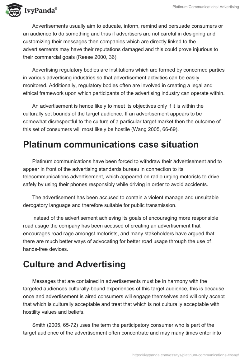 Platinum Communications: Advertising. Page 2