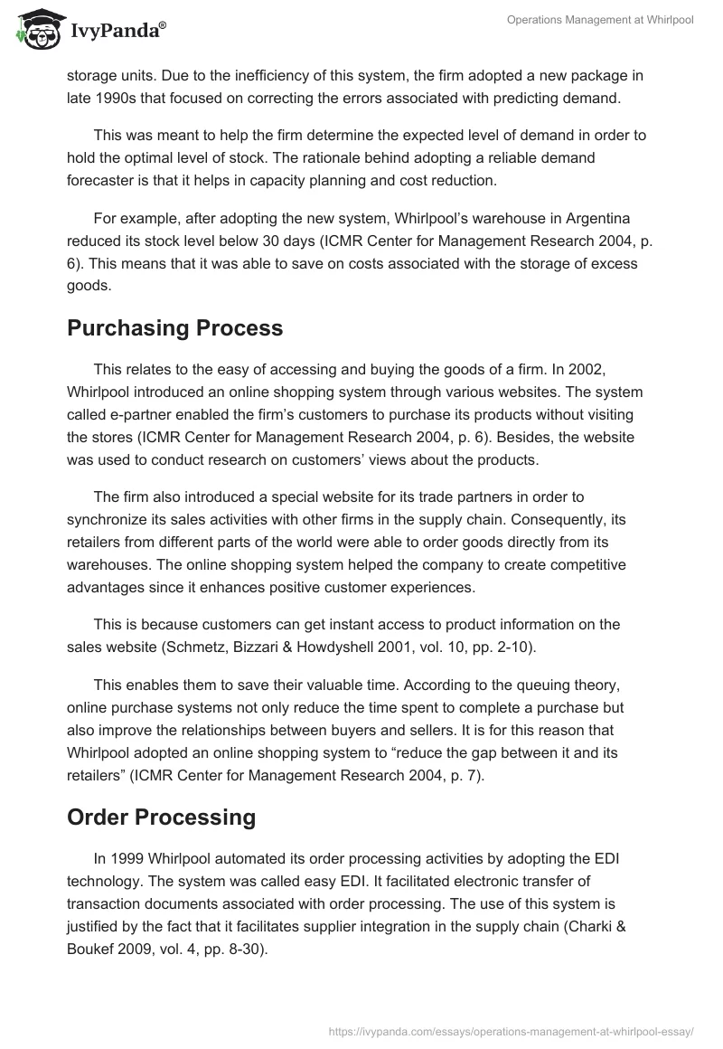 Operations Management at Whirlpool. Page 2