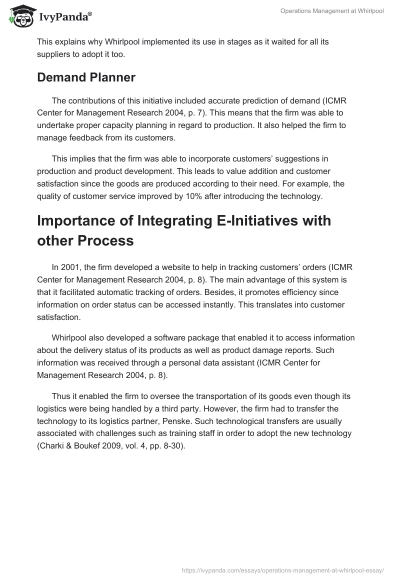 Operations Management at Whirlpool. Page 4