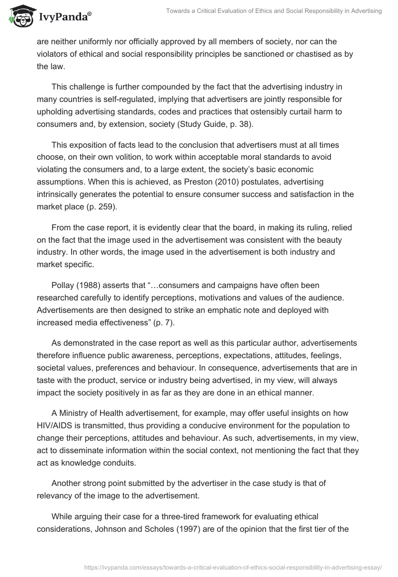 Towards a Critical Evaluation of Ethics and Social Responsibility in Advertising. Page 3