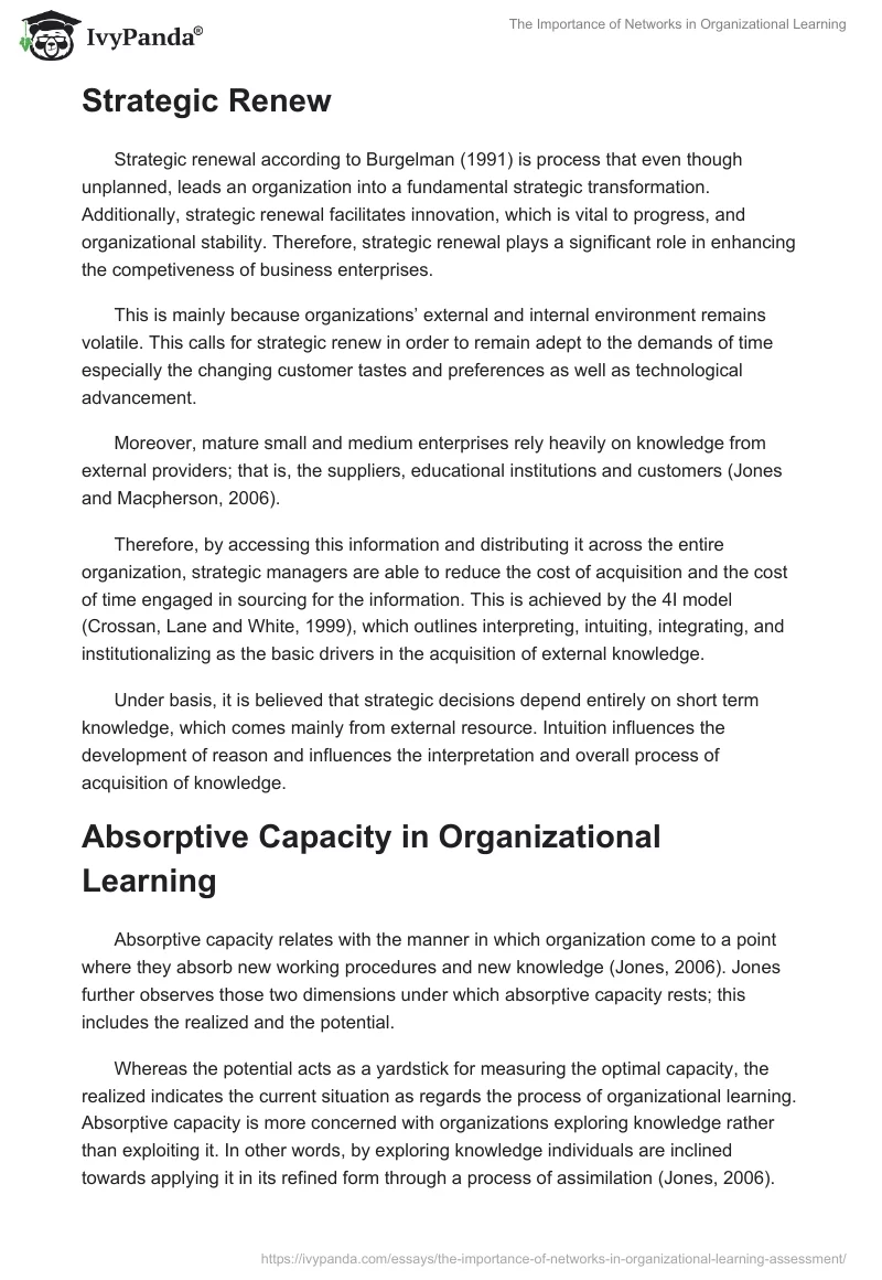 The Importance of Networks in Organizational Learning. Page 2