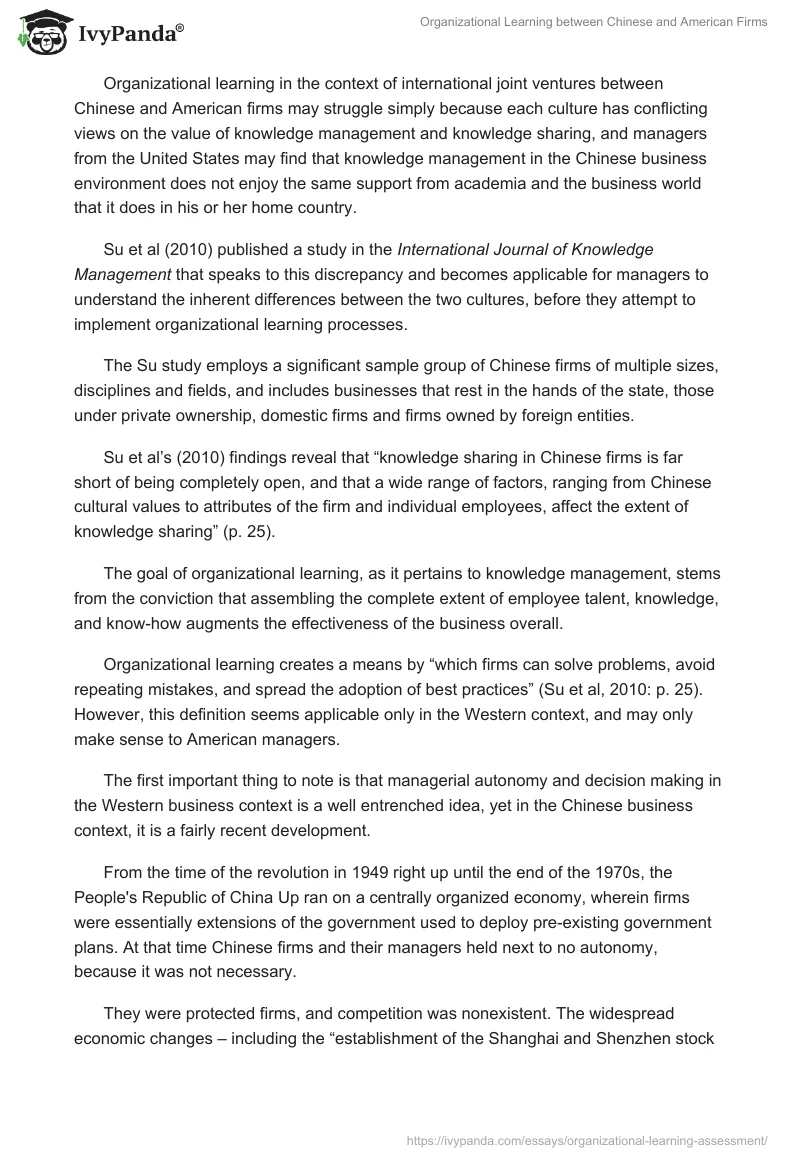 Organizational Learning between Chinese and American Firms. Page 2