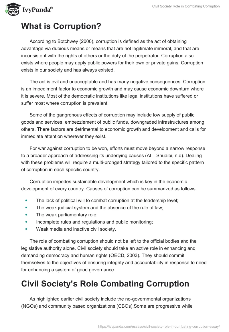 Civil Society Role in Combating Corruption. Page 2