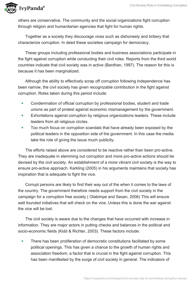 Civil Society Role in Combating Corruption. Page 3