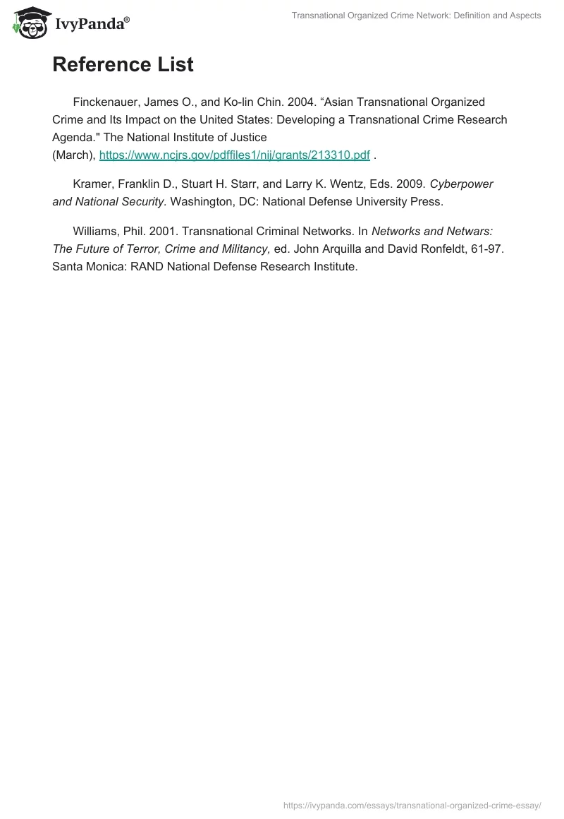 Transnational Organized Crime Network: Definition and Aspects. Page 3
