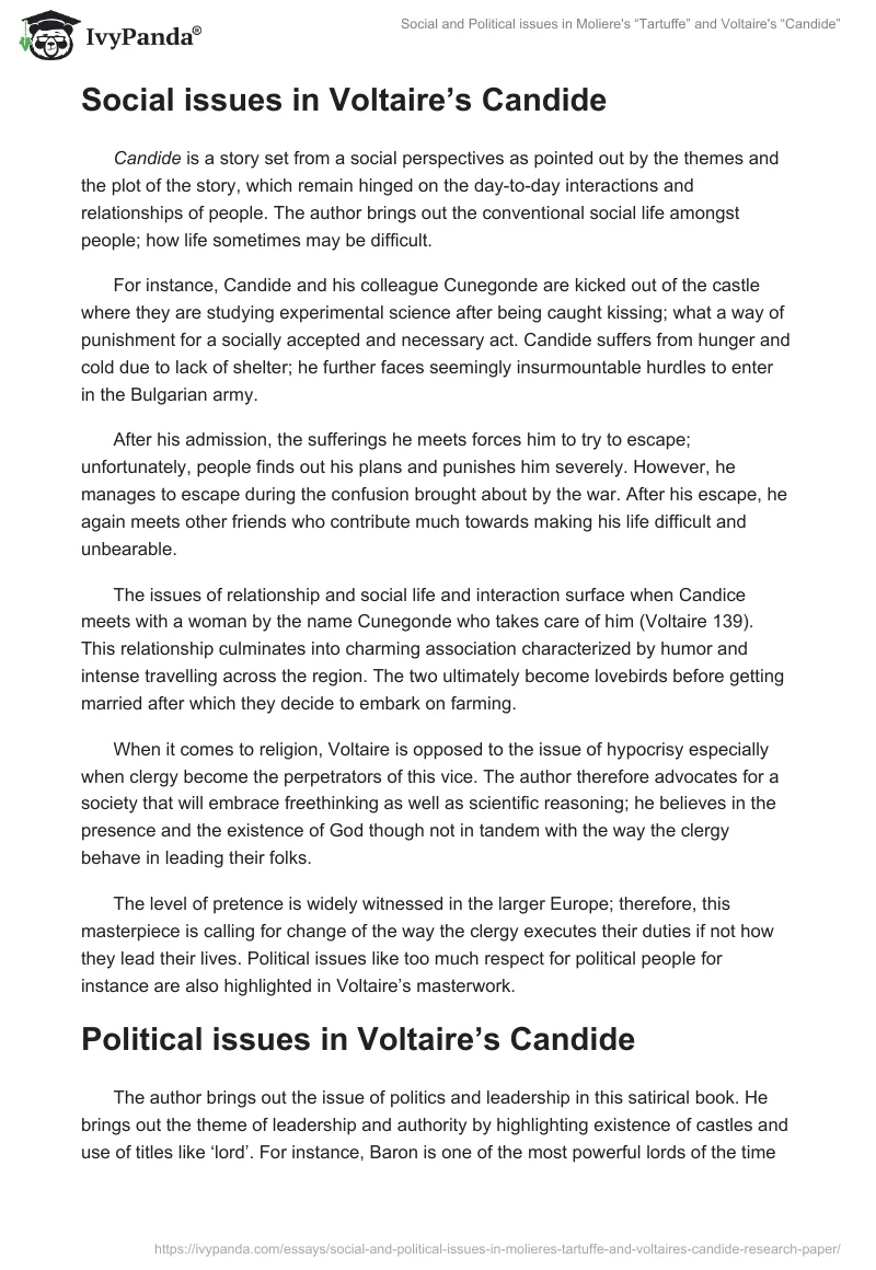 Social and Political Issues in Moliere's “Tartuffe” and Voltaire's “Candide”. Page 2