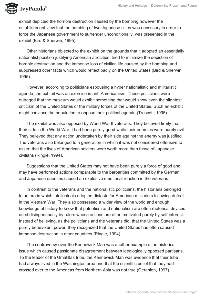 History and Heritage in Determining Present and Future. Page 2