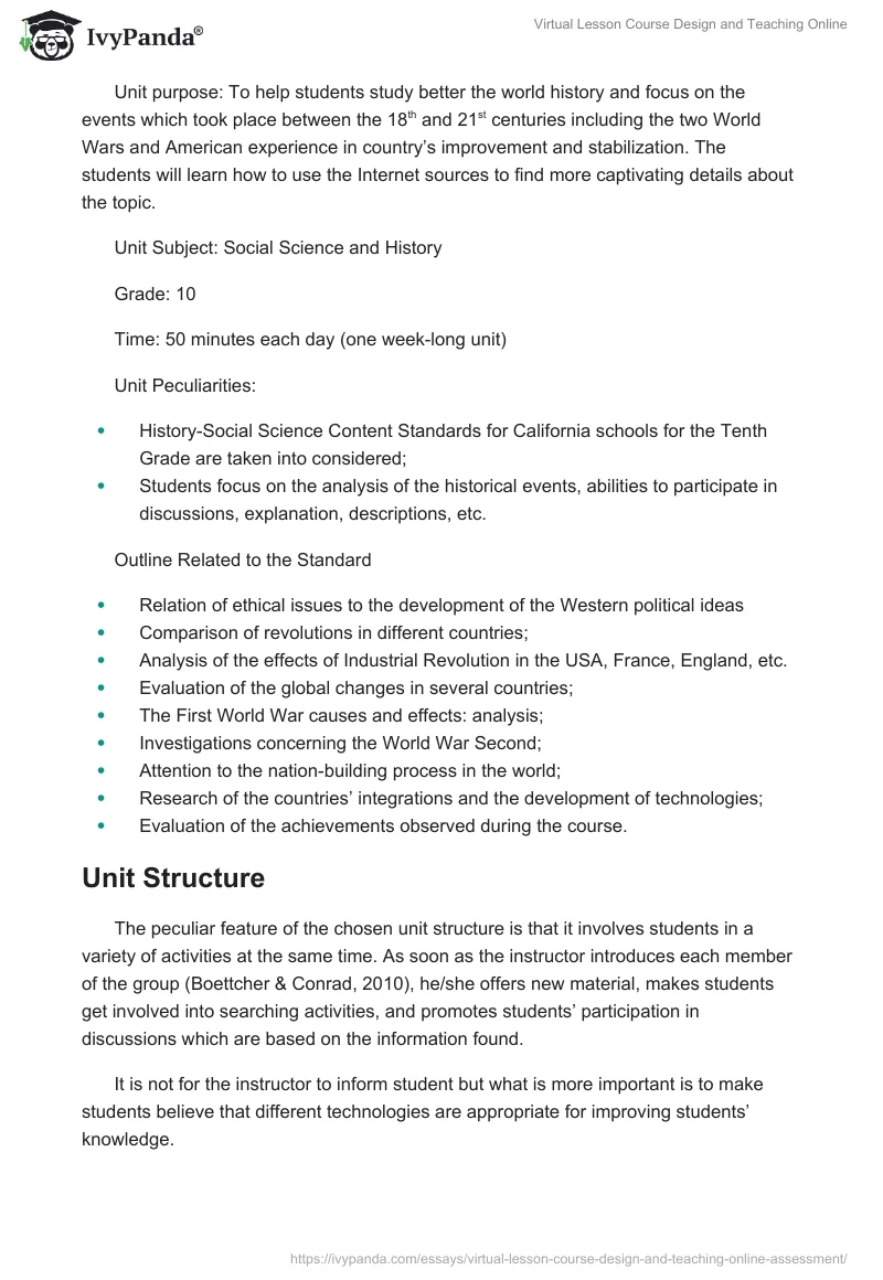 Virtual Lesson Course Design and Teaching Online. Page 2