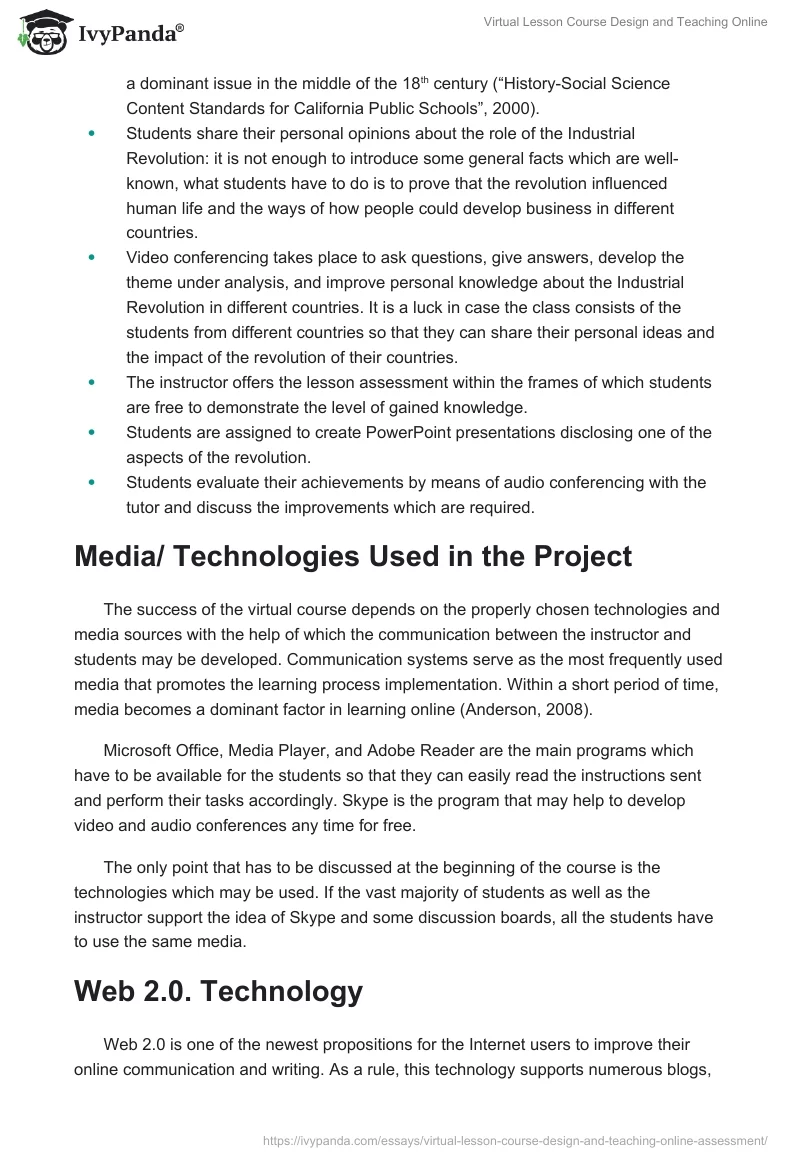 Virtual Lesson Course Design and Teaching Online. Page 5