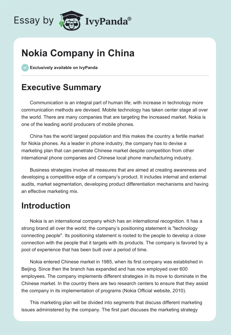 Nokia Company in China. Page 1
